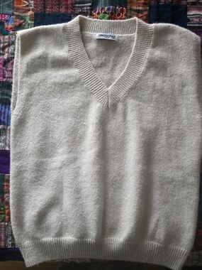Princess Polly Men's Cream V-Neck Sweater Vest - Soft Knit
